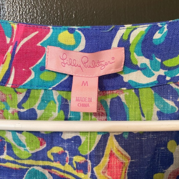 Lilly Pulitzer Marco Island Toucan Play Linen Tunic - M - Picture 6 of 6